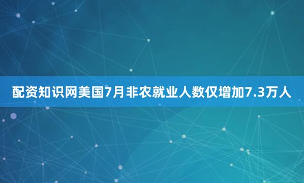 配资知识网美国7月非农就业人数仅增加7.3万人